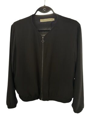 Contemporary Black Women's Bomber Jacket with Zip